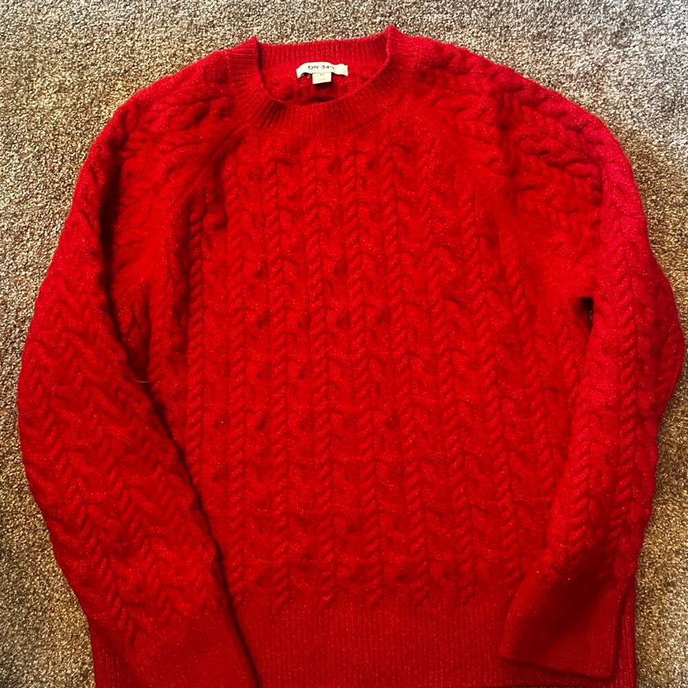 On 34th Elegant Red Knit Sweater